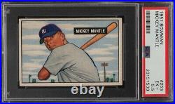 Mickey Mantle 1951 Bowman RC Rookie # 253 PSA 5.5 HE Centered Yankees PMJS