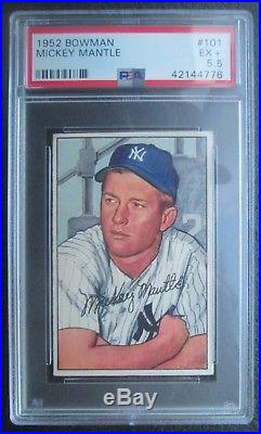 Mickey Mantle 1952 Bowman #101 PSA 5.5 EX+ High End NO Stains/Nicely Centered