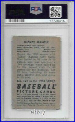 Mickey Mantle 1952 Bowman Psa 2! Centered/amazing Color/new Psa Slab! Look