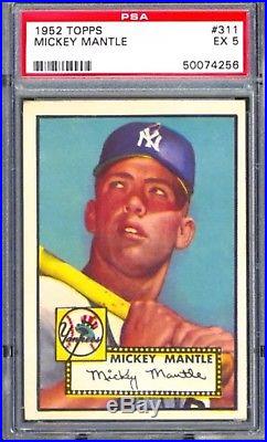 Mickey Mantle 1952 Topps #311 Rc New York Yankees Psa 5 Excellent