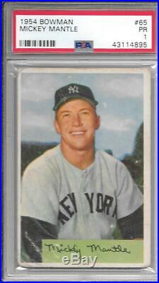Mickey Mantle 1954 Bowman Psa 1 New Label! All Mantles Are Rising! Low Bin