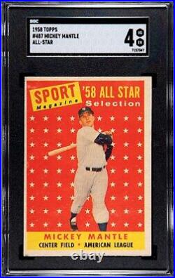 Mickey Mantle 1958 Topps All-Star Baseball Card SGC 4 New York Yankees MLB #487
