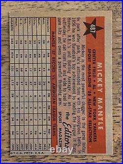 Mickey Mantle 1958 Topps Baseball All Star #487 New York Yankees EX-MT OC HOF