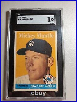 Mickey Mantle 1958 Topps SGC 1 Baseball Card New York Yankees MLB Vintage #150