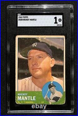 Mickey Mantle 1963 Topps Baseball Card SGC 1 Graded New York Yankees MLB #200