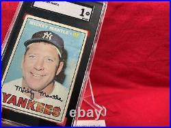 Mickey Mantle 1967 Topps baseball #150 New York Yankees SGC 1