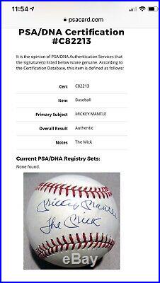 Mickey Mantle Autographed Baseball with THE MICK Inscription- PSA/Steiner COA