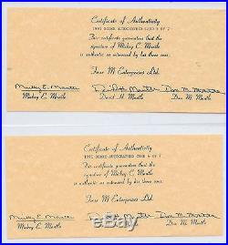 Mickey Mantle Autographed Set Four M Enterprises/jsa/bgs Graded & Authenticated