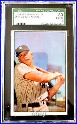 Mickey Mantle Sgc 6 1953 Bowman Color Baseball #59 New York Yankees