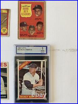 Mickey Mantle Topps 10 card lot New York Yankees Graded