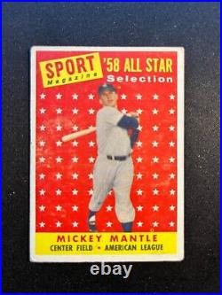 Mickey Mantle Topps 1958 All Star #487 New York Yankees HOF RAW UNGRADED