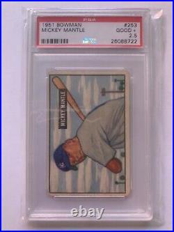 Mickey mantle psa rookie 1951 bowman graded 2.5