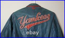 Mirage New York Yankees Genuine Leather Jacket Men's Zip-Up Blue 4XL