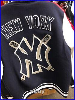 NEWYORK YANKEES MLB Mash Up Mens NAVY Long Sleeve Varsity JACKET