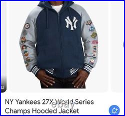 NEW YORK YANKEES 27 TIME WORLD SERIES CHAMPIONSHIP Hooded & Lined Jacket 2XL