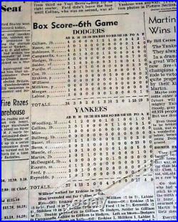 NEW YORK YANKEES Brooklyn Dodgers Baseball World Series Champions 1953 Newspaper
