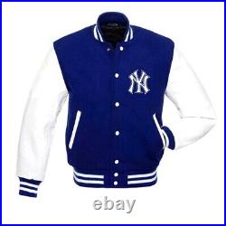 NEW YORK Yankees Letterman Varsity Jacket Original Wool & Leather Sleeves