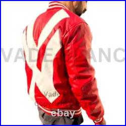 NY Yankees Letterman Varsity Leather Jacket Red And Navy