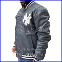 NY Yankees Letterman Varsity Leather Jacket Red And Navy