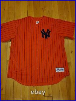 New Majestic Orange Halloween NEW YORK YANKEES Mens Stitched MLB Team JERSEY 2XL