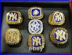 New York Yankees 7 World Series Ring Set With Display Box. Jeter Rivera Munson