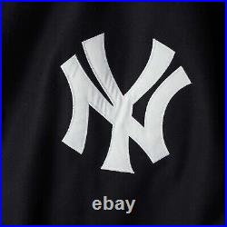 New York Yankees Black Wool & Leather Jacket Full Snap Embroidery logos