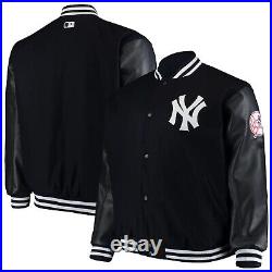 New York Yankees Black Wool & Leather Letterman's Baseball Jacket Street Fashion