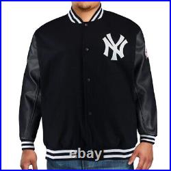 New York Yankees Black Wool & Leather Varsity Jacket Full Snap Embroidery logos