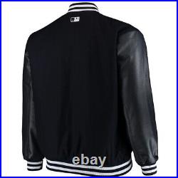 New York Yankees Black Wool & Leather Varsity Jacket Full Snap Embroidery logos