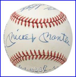 New York Yankees Greats Signed Baseball Mickey Mantle Whitey Ford +7 BAS LOA
