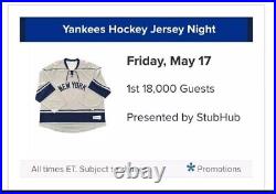 New York Yankees Hockey Jersey SGA 5/17/2024 StubHub