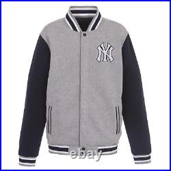 New York Yankees JH Design Reversible Fleece Jacket with Faux Leather