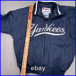 New York Yankees Jacket Women Large Blue Majestic Threads Crystalized Swarovkski