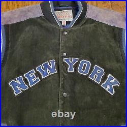New York Yankees MLB GIII Carl Banks Leather Varsity Jacket Size Large
