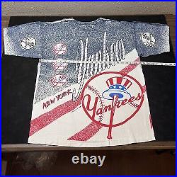 New York Yankees Magic Johnson Shirt Vintage All Over Print Trench MLB XL 1990s