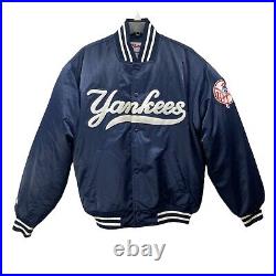 New York Yankees Majestic Mens Varsity Bomber Jacket Blue Long Sleeve Logo L