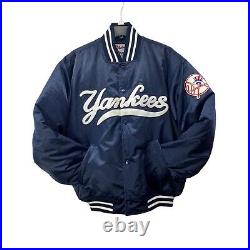New York Yankees Majestic Mens Varsity Bomber Jacket Blue Long Sleeve Logo L