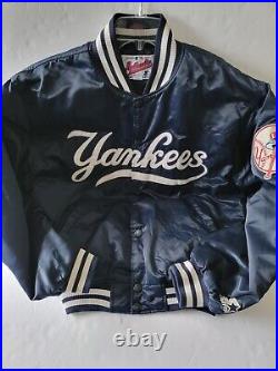 New York Yankees Medium Starter Diamond Collection Satin Bomber Jacket Men's