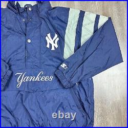 New York Yankees Men's Starter Pullover Jacket Sz 2XL Buttons Blue LS350088