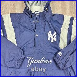 New York Yankees Men's Starter Pullover Jacket Sz 2XL Buttons Blue LS350088