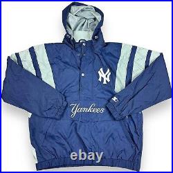 New York Yankees Men's Starter Pullover Jacket Sz 2XL Buttons Blue LS350088