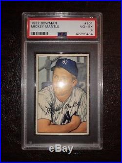 New York Yankees Mickey Mantle 1952 Bowman #101 PSA VG-EX 4
