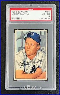 New York Yankees Mickey Mantle 1952 Bowman #101 PSA Vg-Ex 4 Well Centered