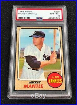 New York Yankees Mickey Mantle 1968 Topps #280 PSA 8 NM-Mint Well Centered