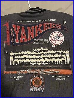 New York Yankees Team Rated Jacket Coat 1977 1978 World Series Champions Medium