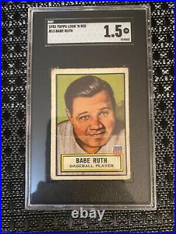 Original Babe Ruth 1952 Topps Look N See Card #15 Sgc 1.5 New York Yankees Hof