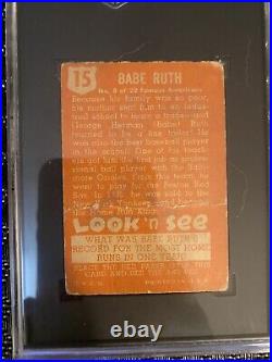 Original Babe Ruth 1952 Topps Look N See Card #15 Sgc 1.5 New York Yankees Hof