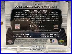 RARE Babe Ruth Mickey Mantle Upper Deck Game Worn Jersey Card