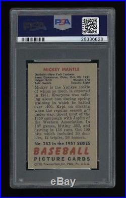 STUNNING! 1951 Bowman #253 Mickey Mantle RC PSA 4.5 VG-EX+ Yankees Rookie Hi End