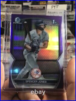 Spencer Jones 2023 Bowman Chrome 1st Purple Refractor /250 New York Yankees